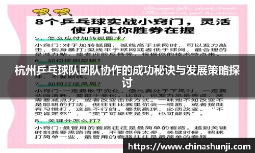 杭州乒乓球队团队协作的成功秘诀与发展策略探讨